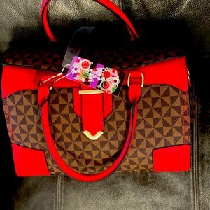 Brown and red purse